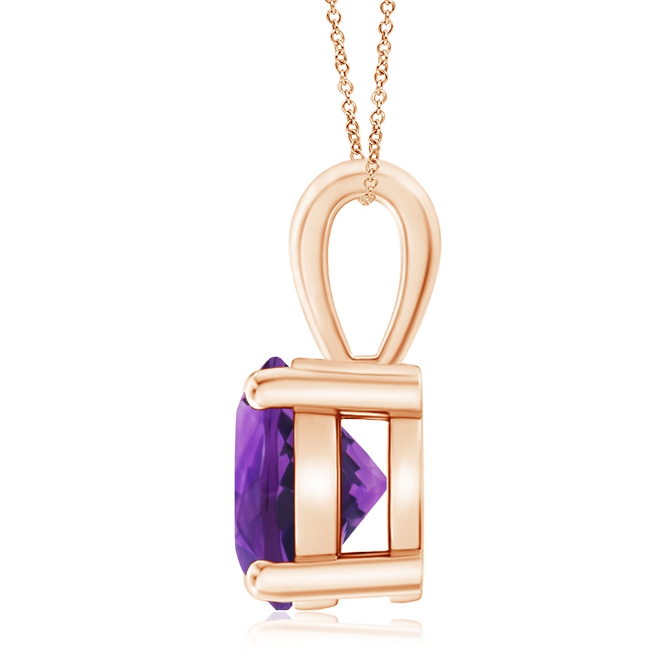 10mm AAAA Classic Prong-Set Round Amethyst Solitaire Pendant in Rose Gold side 199