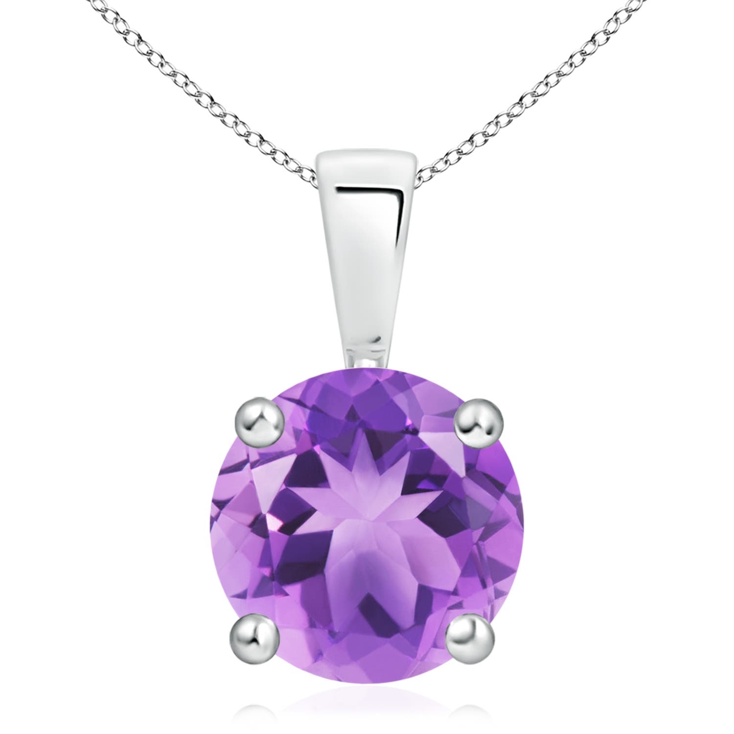 11mm A Classic Prong-Set Round Amethyst Solitaire Pendant in P950 Platinum