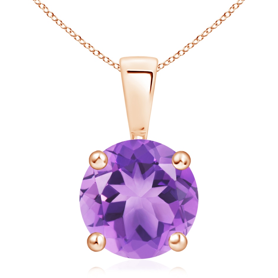 11mm A Classic Prong-Set Round Amethyst Solitaire Pendant in Rose Gold 