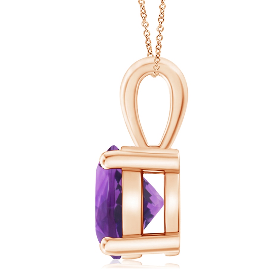 11mm AAA Classic Prong-Set Round Amethyst Solitaire Pendant in 18K Rose Gold side 199