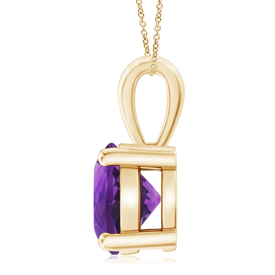 11mm AAAA Classic Prong-Set Round Amethyst Solitaire Pendant in 18K Yellow Gold side 199