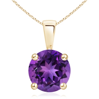 11mm AAAA Classic Prong-Set Round Amethyst Solitaire Pendant in 9K Yellow Gold