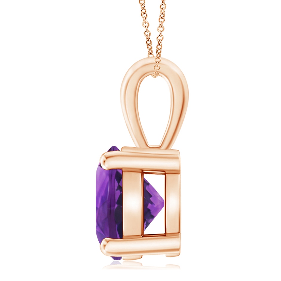 11mm AAAA Classic Prong-Set Round Amethyst Solitaire Pendant in Rose Gold side 199