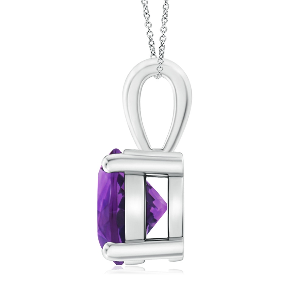 11mm AAAA Classic Prong-Set Round Amethyst Solitaire Pendant in White Gold side 199