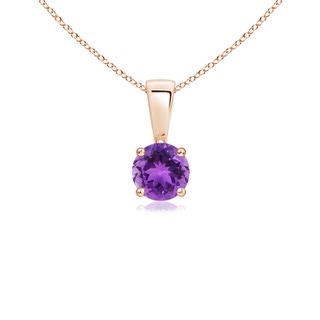 4mm AAA Classic Round Amethyst Solitaire Pendant in Rose Gold