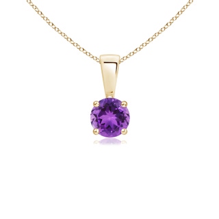 4mm AAA Classic Round Amethyst Solitaire Pendant in Yellow Gold