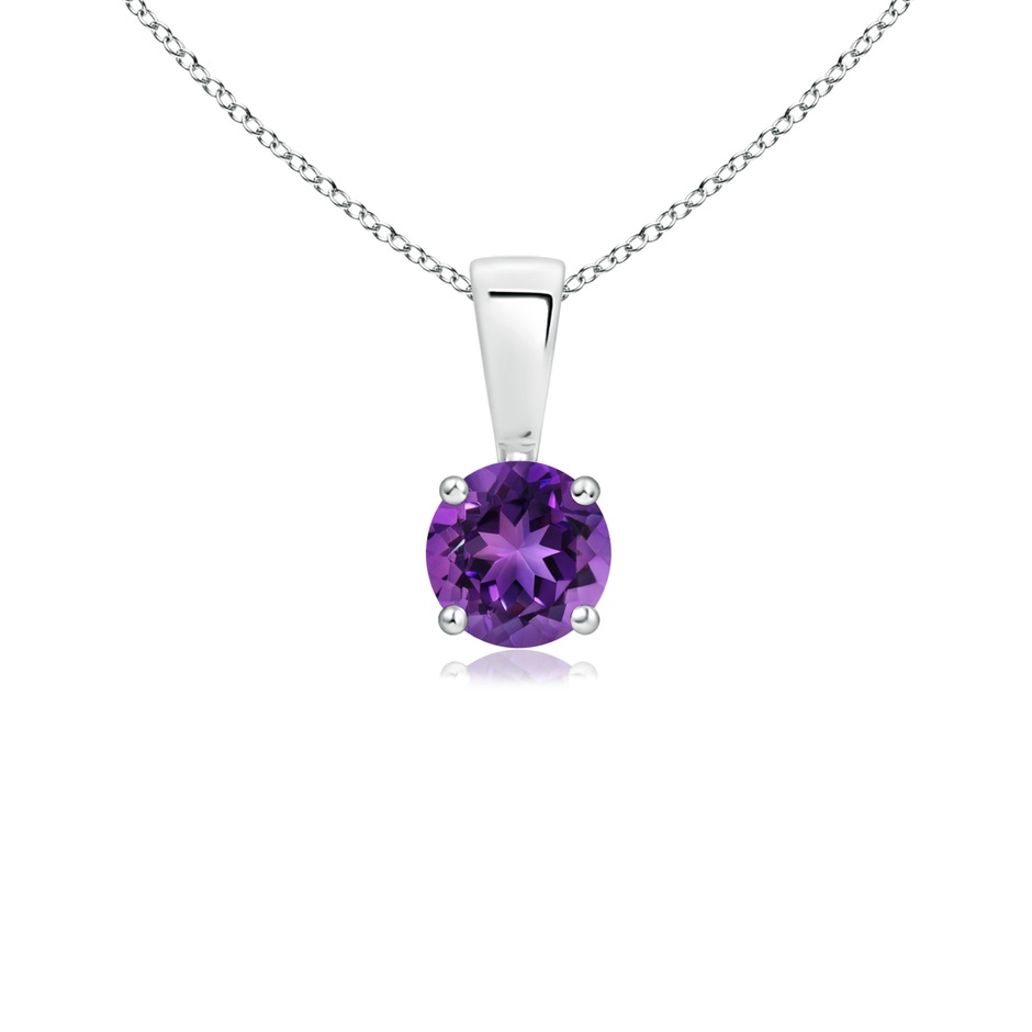 4mm AAAA Classic Round Amethyst Solitaire Pendant in 10K White Gold 