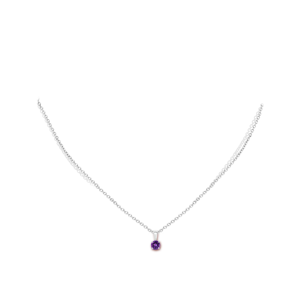 4mm AAAA Classic Round Amethyst Solitaire Pendant in 10K White Gold Body-Neck
