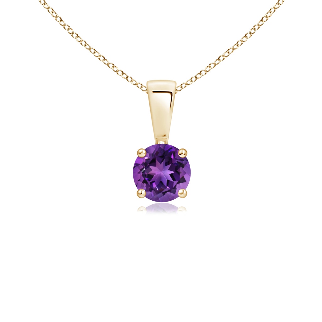 4mm AAAA Classic Round Amethyst Solitaire Pendant in Yellow Gold
