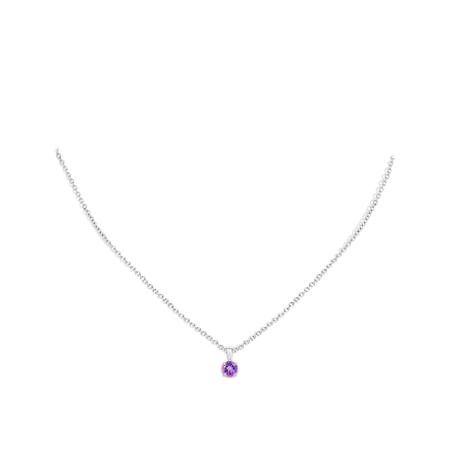 5mm A Classic Prong-Set Round Amethyst Solitaire Pendant in S999 Silver pen