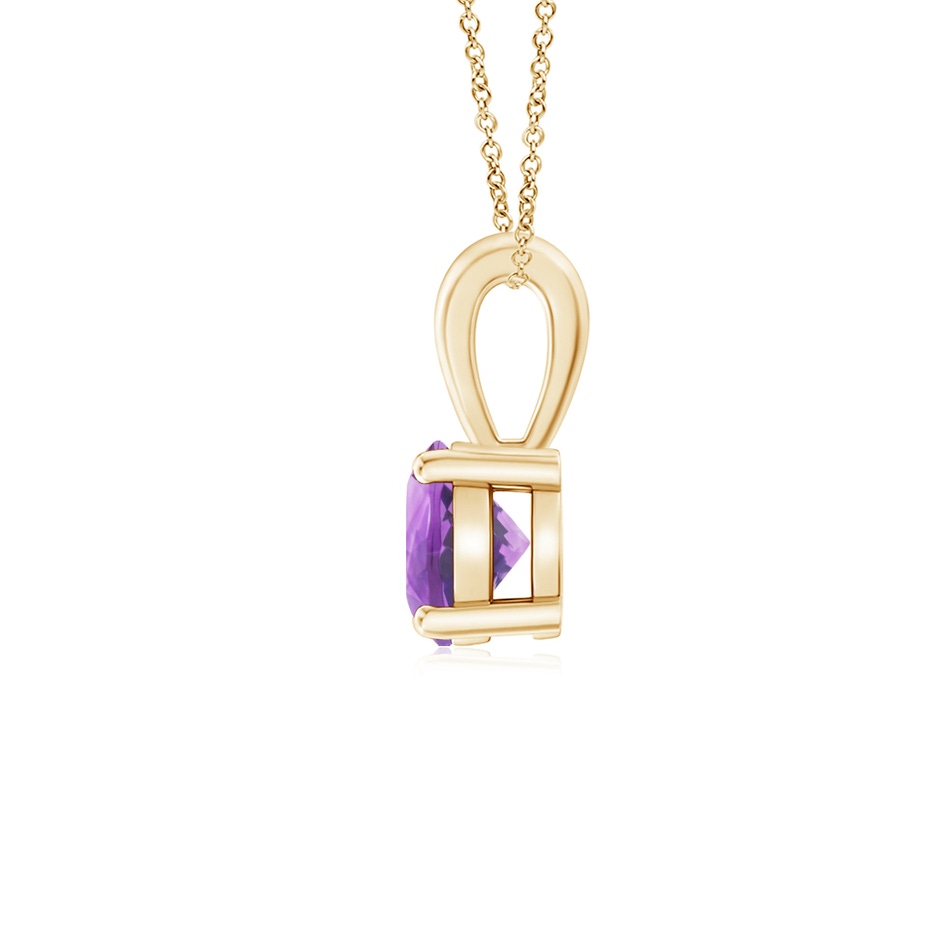 5mm A Classic Prong-Set Round Amethyst Solitaire Pendant in Yellow Gold side 199