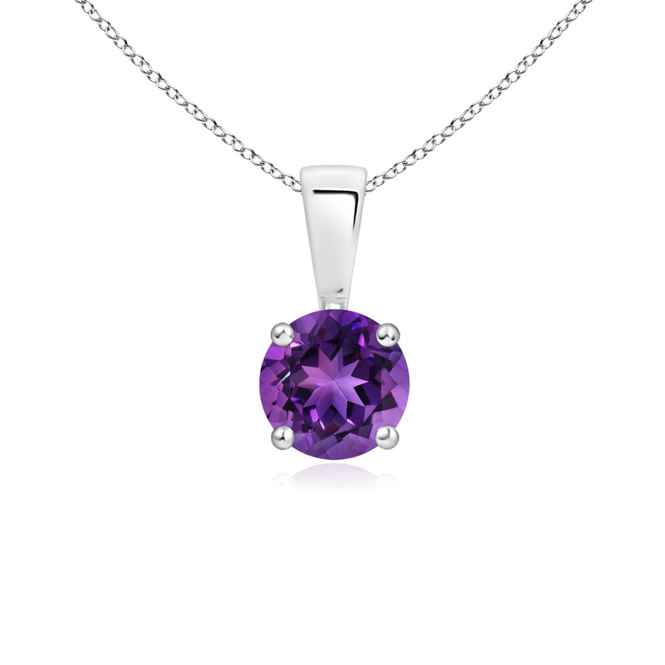 5mm AAAA Classic Prong-Set Round Amethyst Solitaire Pendant in P950 Platinum 