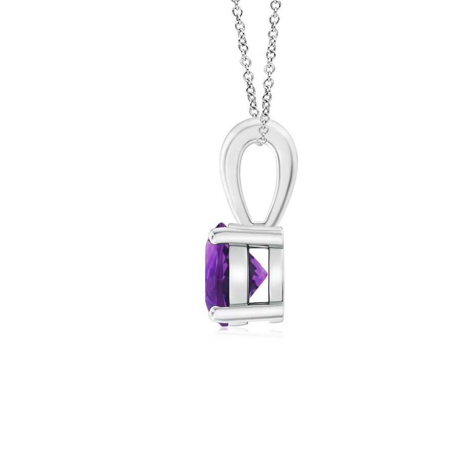 5mm AAAA Classic Prong-Set Round Amethyst Solitaire Pendant in P950 Platinum side 199
