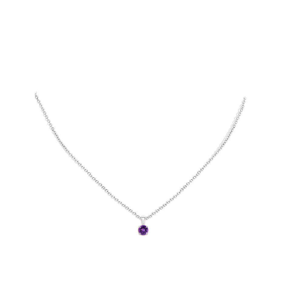 5mm AAAA Classic Prong-Set Round Amethyst Solitaire Pendant in P950 Platinum pen