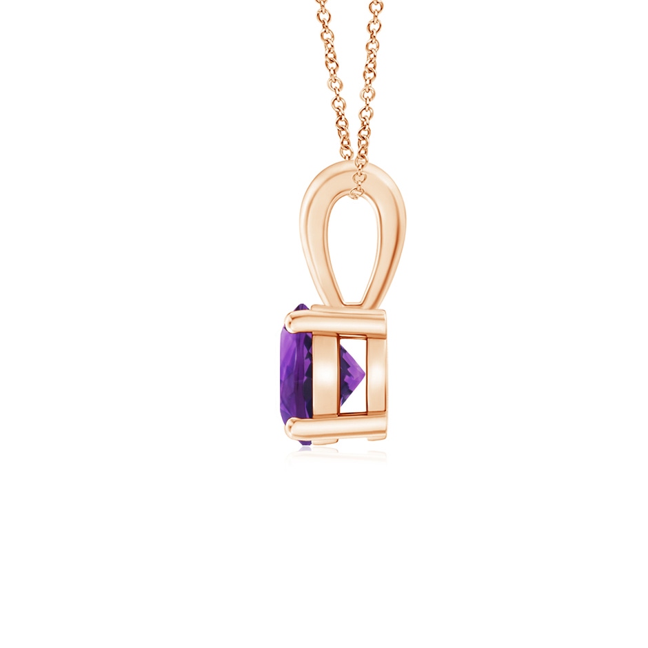 5mm AAAA Classic Prong-Set Round Amethyst Solitaire Pendant in Rose Gold side 199