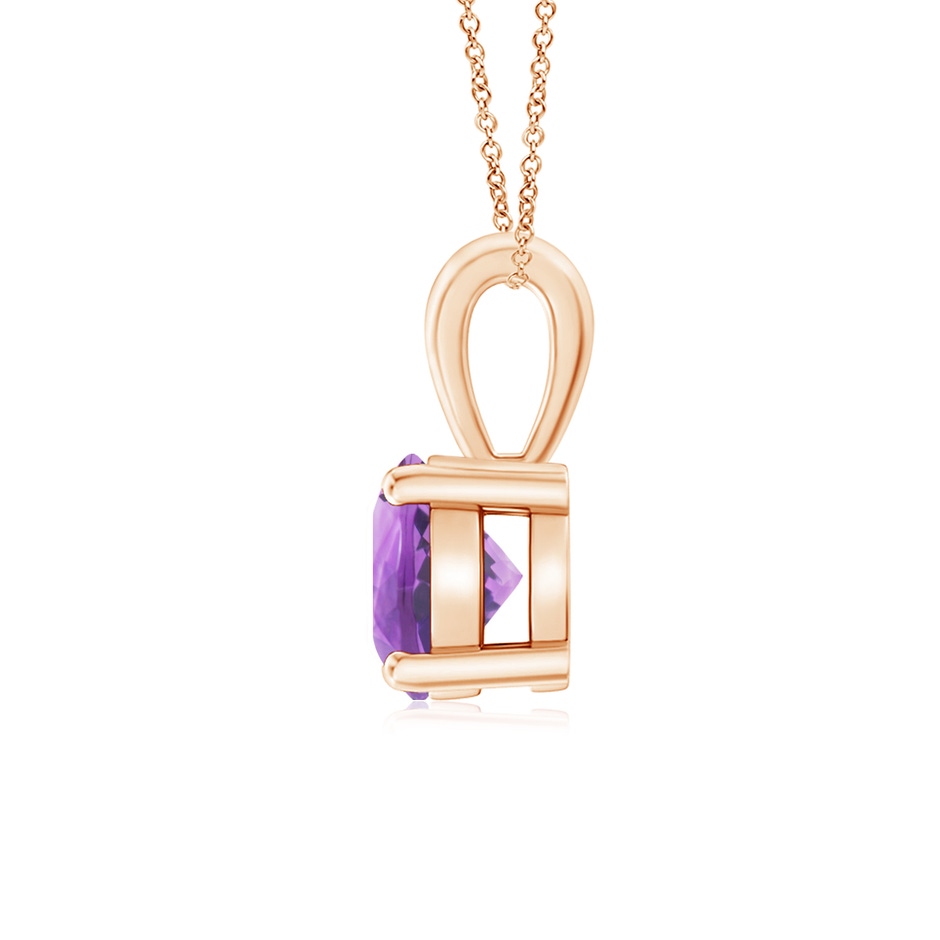 6mm A Classic Prong-Set Round Amethyst Solitaire Pendant in Rose Gold side 199