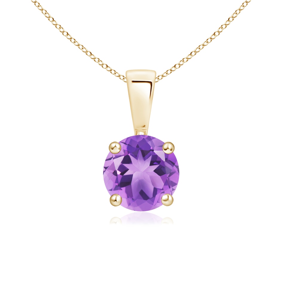 6mm A Classic Prong-Set Round Amethyst Solitaire Pendant in Yellow Gold 