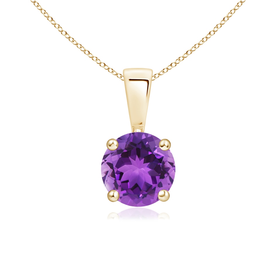 6mm AAA Classic Prong-Set Round Amethyst Solitaire Pendant in Yellow Gold 