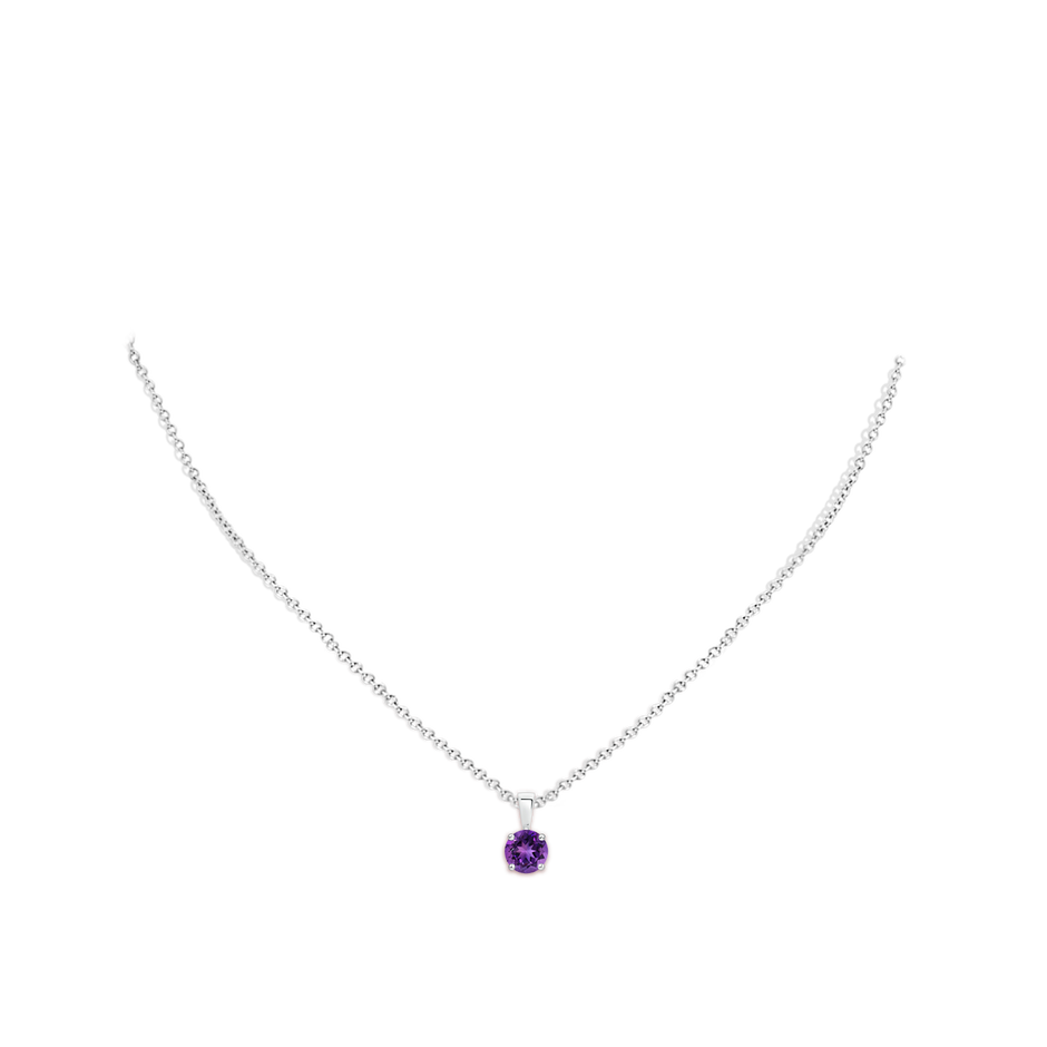 6mm AAAA Classic Prong-Set Round Amethyst Solitaire Pendant in S999 Silver pen