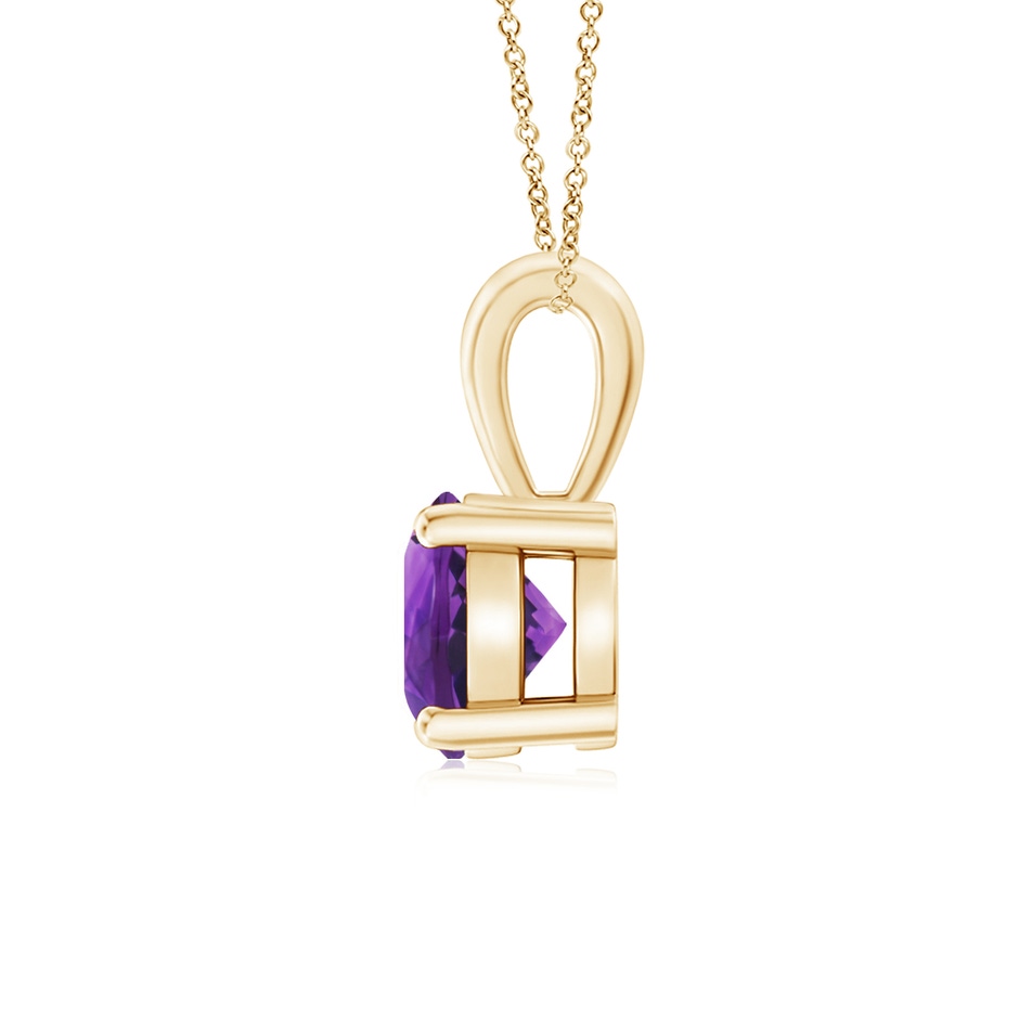 6mm AAAA Classic Prong-Set Round Amethyst Solitaire Pendant in Yellow Gold side 199