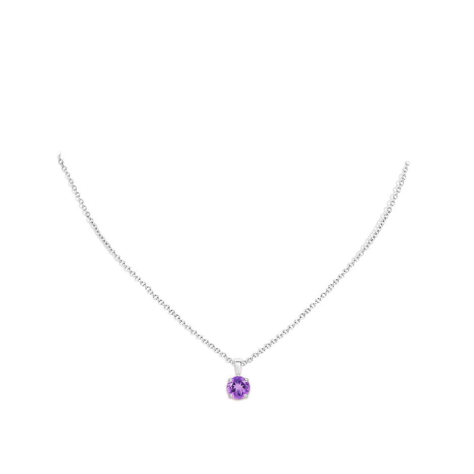 7mm A Classic Prong-Set Round Amethyst Solitaire Pendant in S999 Silver pen