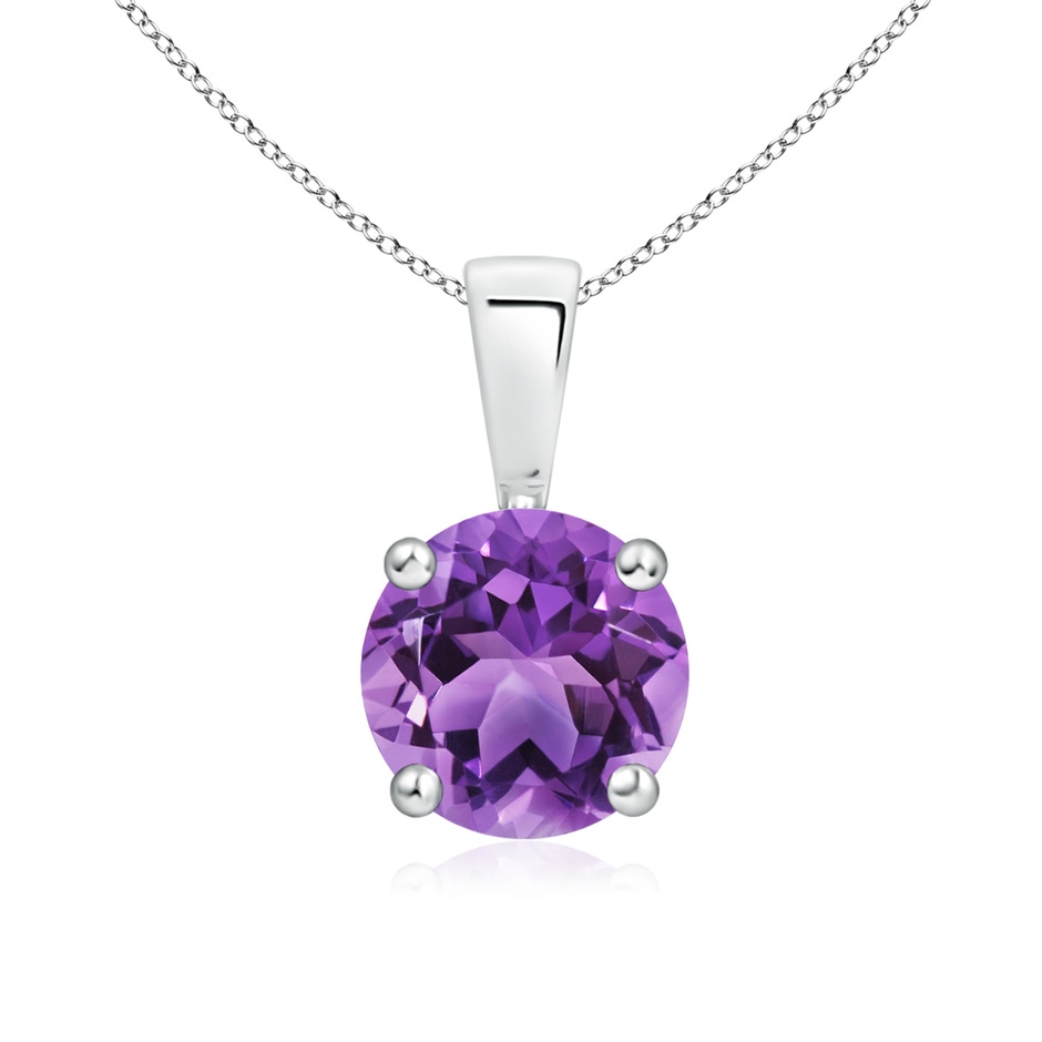 7mm AA Classic Prong-Set Round Amethyst Solitaire Pendant in S999 Silver 