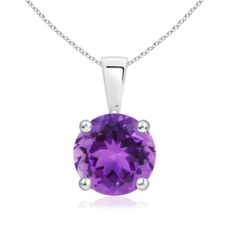 8mm AAA Classic Round Amethyst Solitaire Pendant in S999 Silver