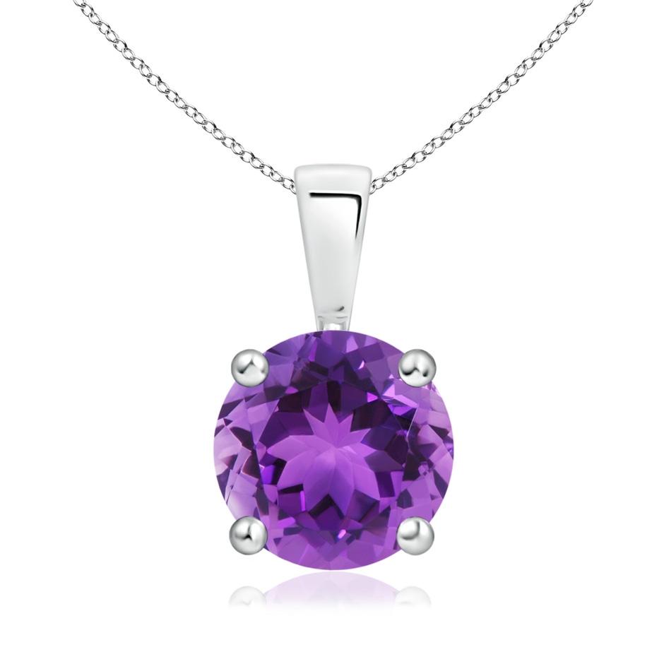 8mm AAA Classic Round Amethyst Solitaire Pendant in S999 Silver 