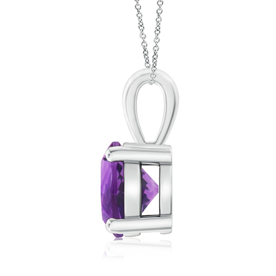 8mm AAA Classic Round Amethyst Solitaire Pendant in S999 Silver side 1