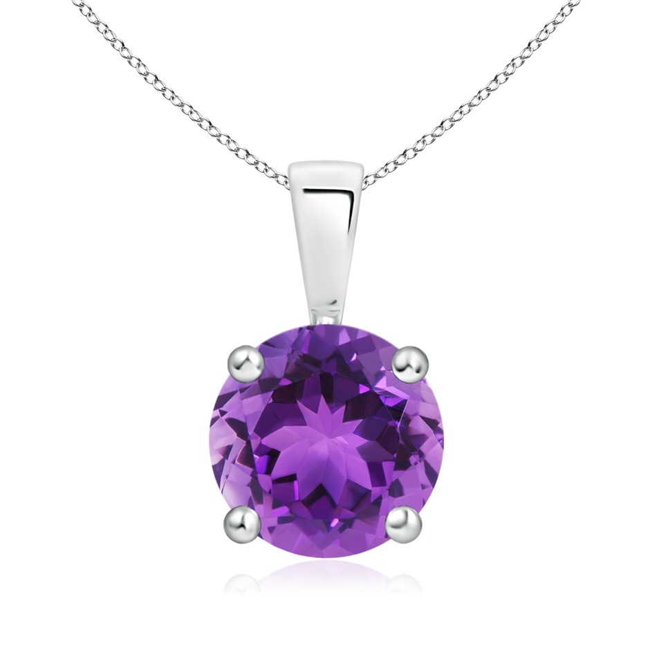 8mm AAA Classic Prong-Set Round Amethyst Solitaire Pendant in White Gold 