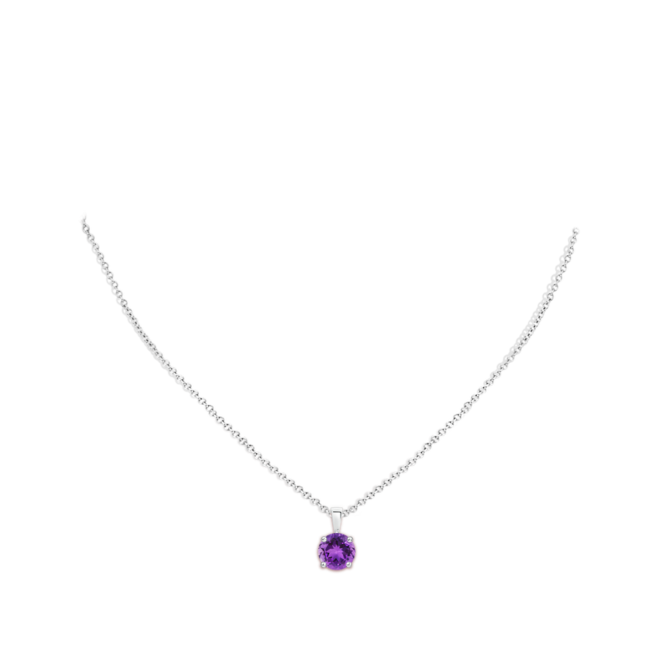 8mm AAA Classic Prong-Set Round Amethyst Solitaire Pendant in White Gold pen