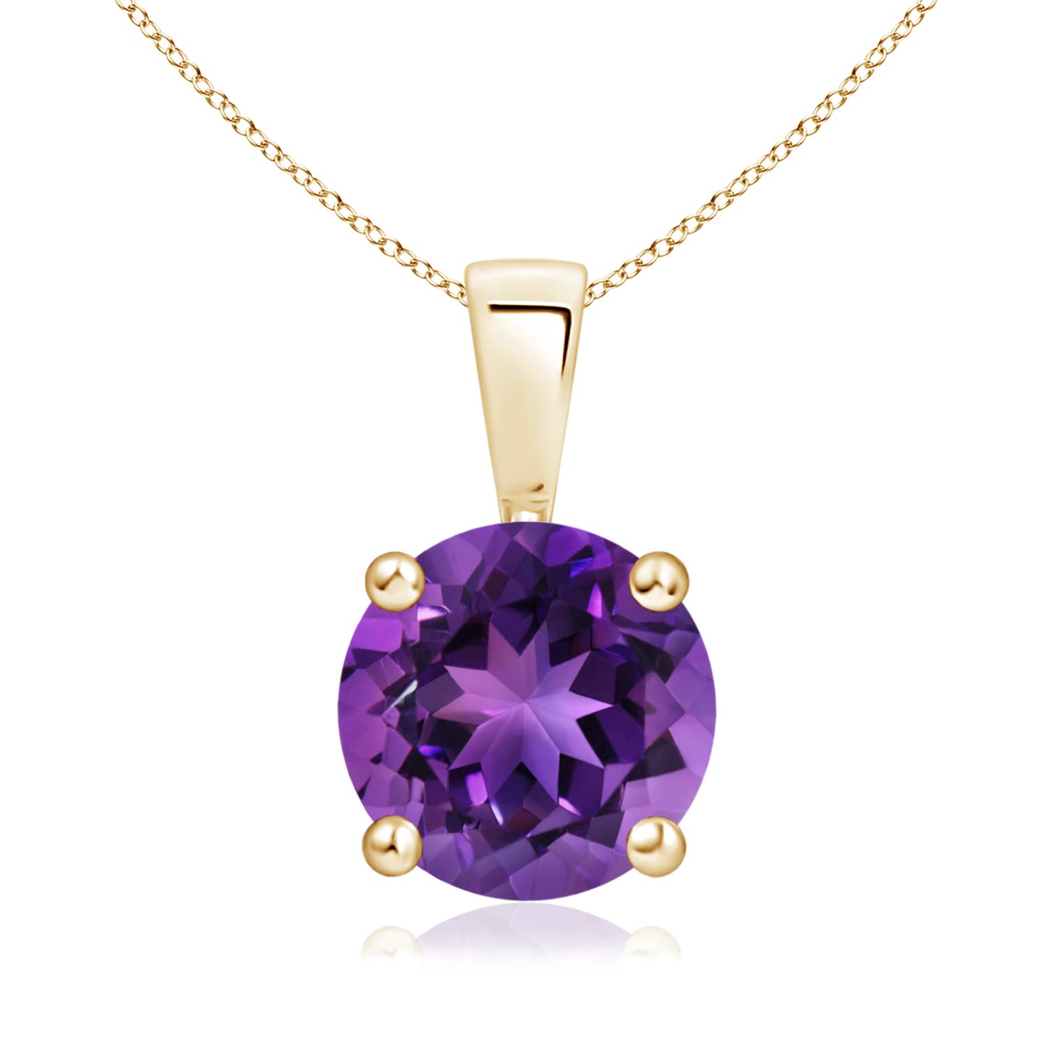 Bezel-Set Round Amethyst Solitaire Pendant | Angara