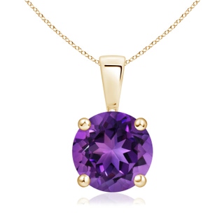 8mm AAAA Classic Round Amethyst Solitaire Pendant in Yellow Gold