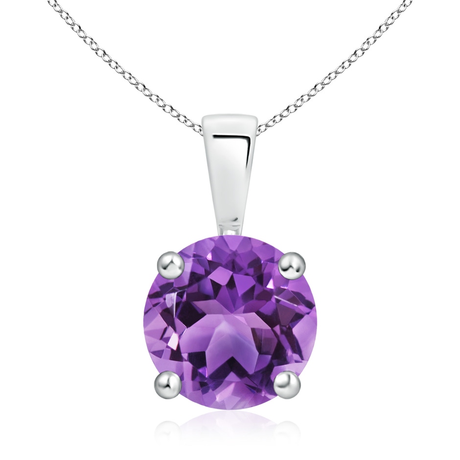 9mm AA Classic Prong-Set Round Amethyst Solitaire Pendant in S999 Silver 