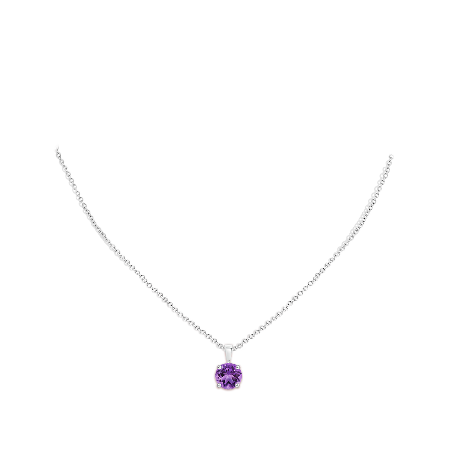 9mm AA Classic Prong-Set Round Amethyst Solitaire Pendant in S999 Silver pen
