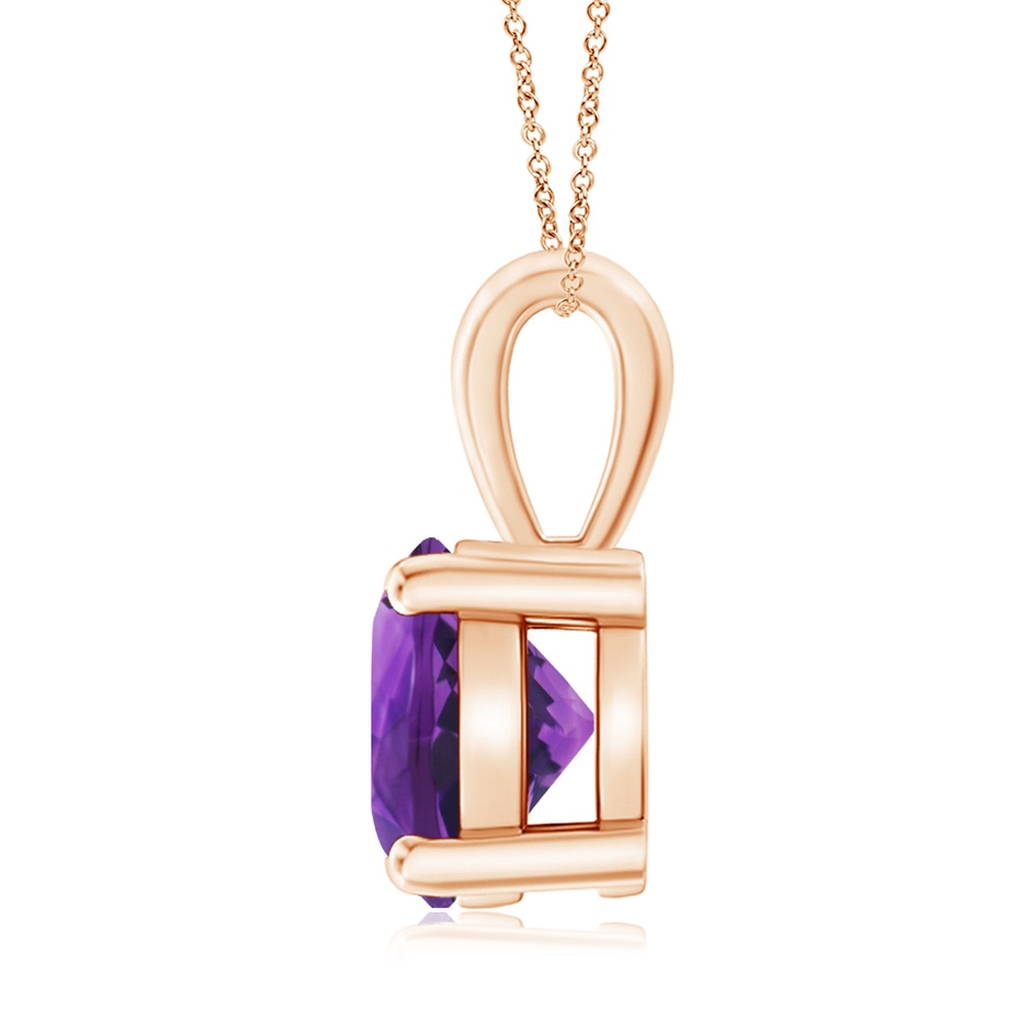 9mm AAAA Classic Prong-Set Round Amethyst Solitaire Pendant in 18K Rose Gold side 199