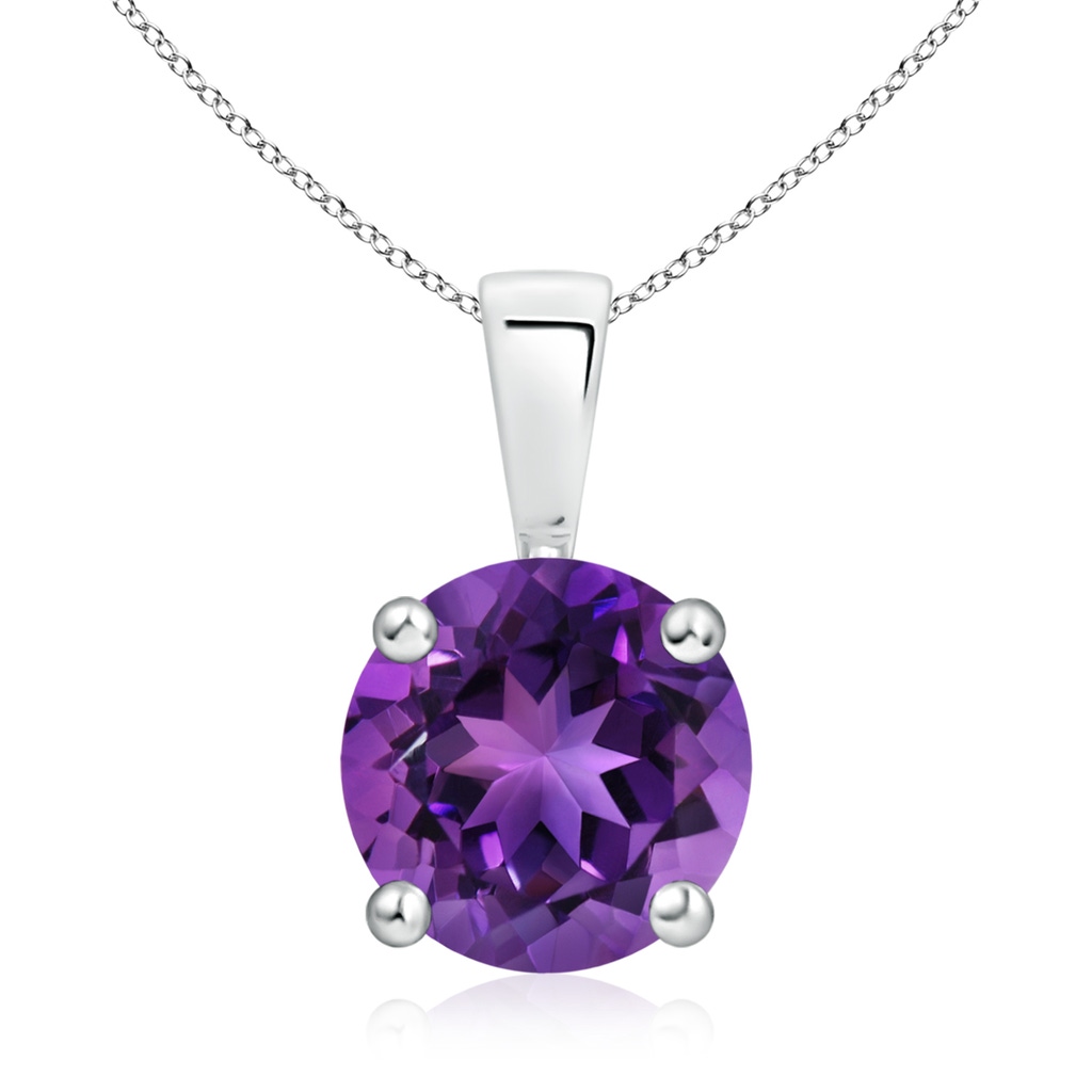 9mm AAAA Classic Prong-Set Round Amethyst Solitaire Pendant in P950 Platinum