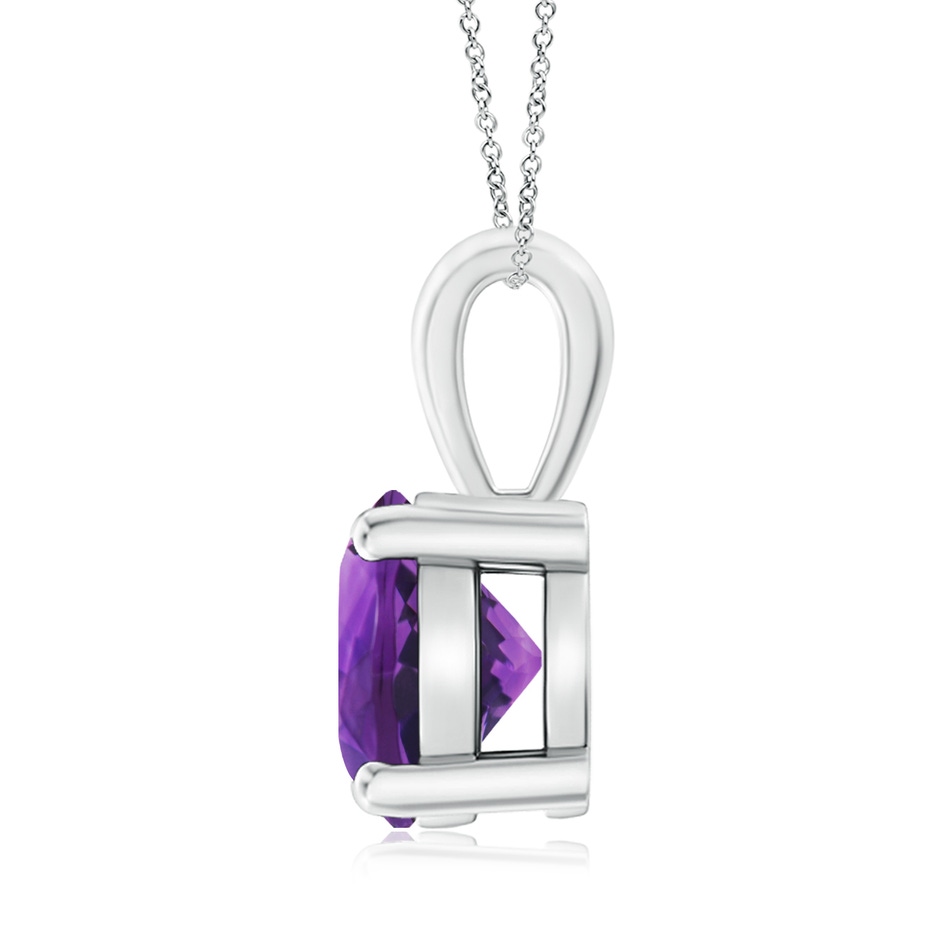 9mm AAAA Classic Prong-Set Round Amethyst Solitaire Pendant in P950 Platinum side 199