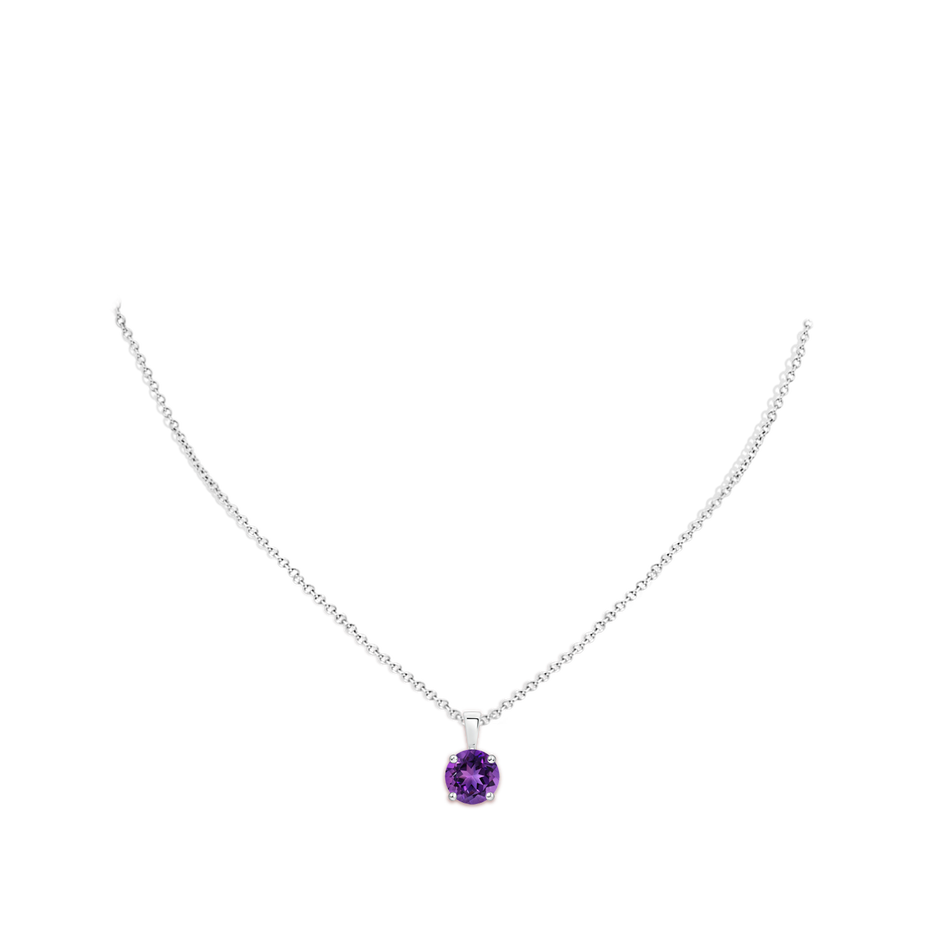 9mm AAAA Classic Prong-Set Round Amethyst Solitaire Pendant in P950 Platinum pen