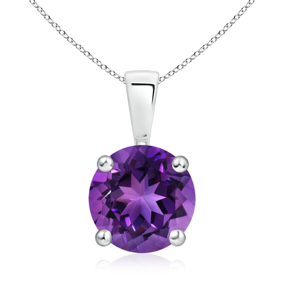 9mm AAAA Classic Prong-Set Round Amethyst Solitaire Pendant in S999 Silver 