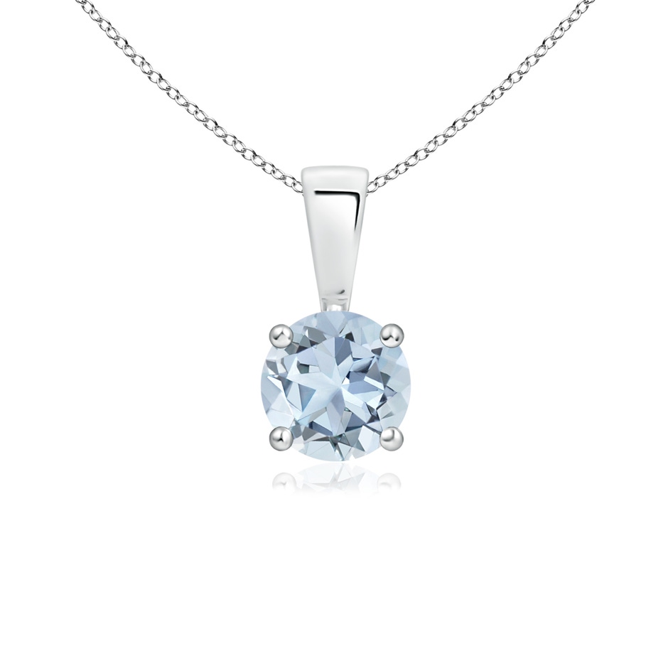 5mm A Classic Prong-Set Round Aquamarine Solitaire Pendant in S999 Silver 