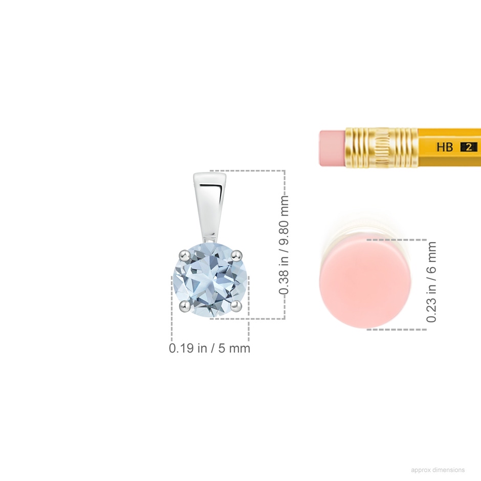 5mm A Classic Prong-Set Round Aquamarine Solitaire Pendant in S999 Silver ruler