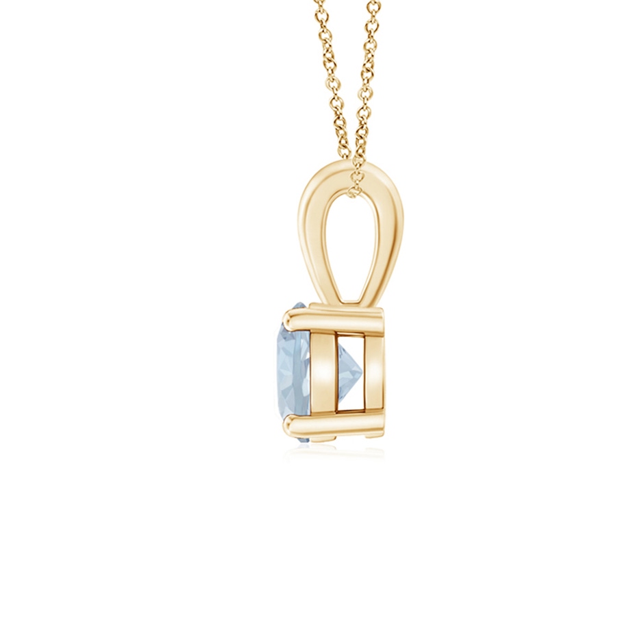 5mm A Classic Prong-Set Round Aquamarine Solitaire Pendant in Yellow Gold side 199
