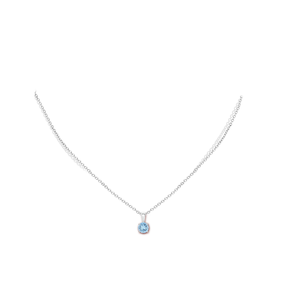 5mm AAA Classic Prong-Set Round Aquamarine Solitaire Pendant in White Gold pen