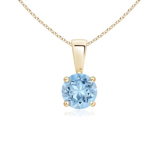 5mm AAA Classic Round Aquamarine Solitaire Pendant in Yellow Gold