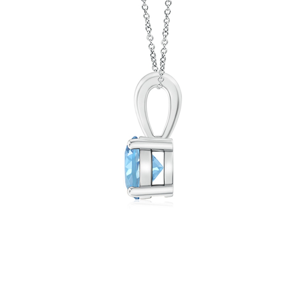 5mm AAAA Classic Prong-Set Round Aquamarine Solitaire Pendant in P950 Platinum side 199