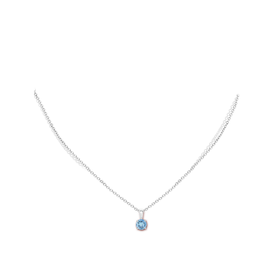 5mm AAAA Classic Prong-Set Round Aquamarine Solitaire Pendant in P950 Platinum pen