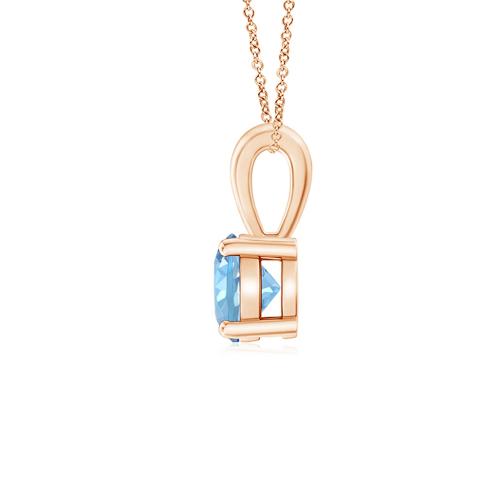 5mm AAAA Classic Round Aquamarine Solitaire Pendant in Rose Gold Side 199