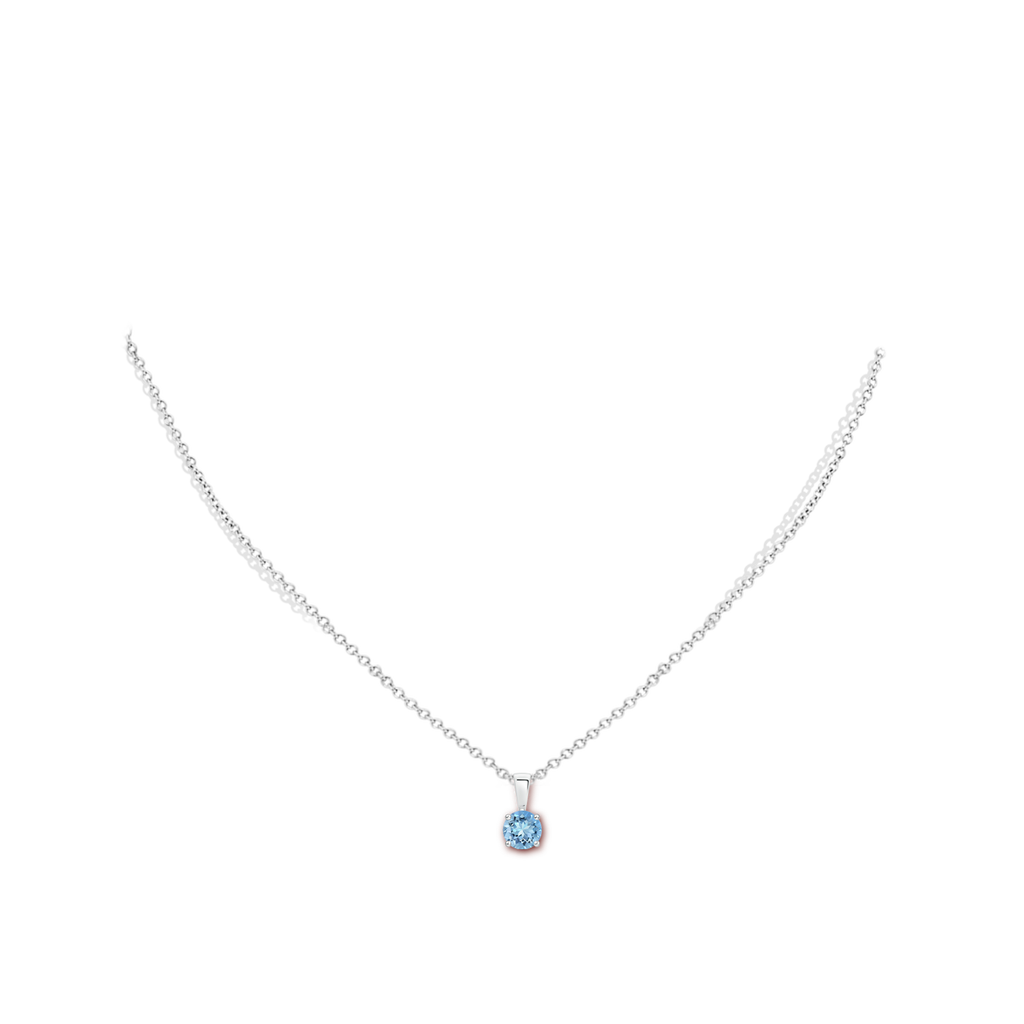 5mm AAAA Classic Round Aquamarine Solitaire Pendant in S999 Silver pen