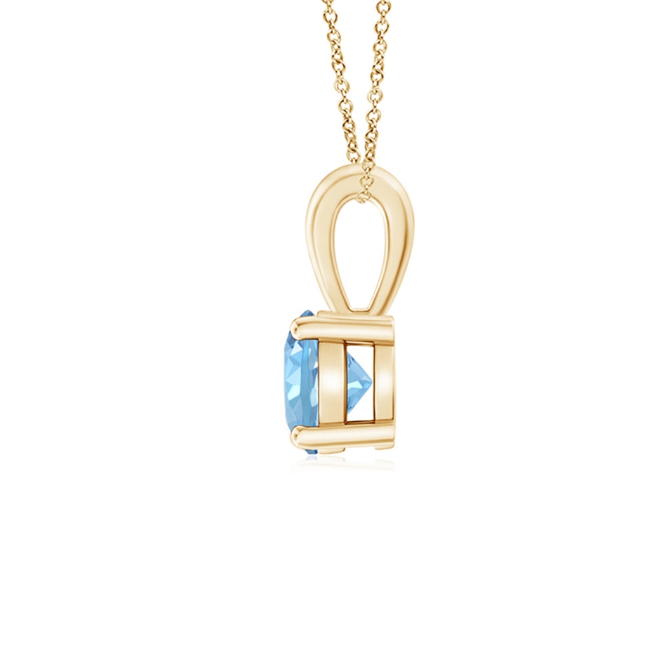 5mm AAAA Classic Prong-Set Round Aquamarine Solitaire Pendant in Yellow Gold side 199